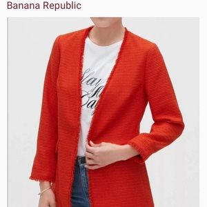 BANANA REPUBLIC Factory Tweed Red Boucle Jacket/Blazer